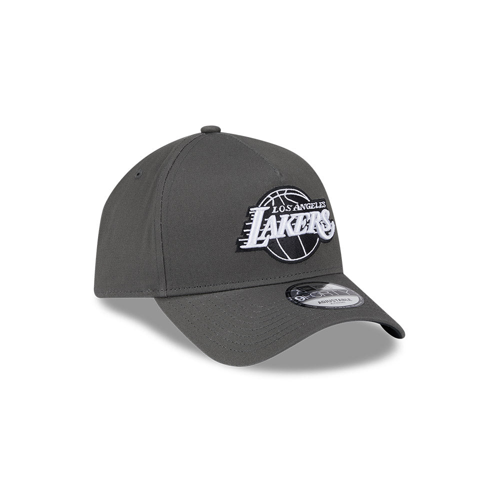 LA Lakers Hat - Dusty Charcoal Grey 9Forty A-Frame NBA Snapback Cap - New Era
